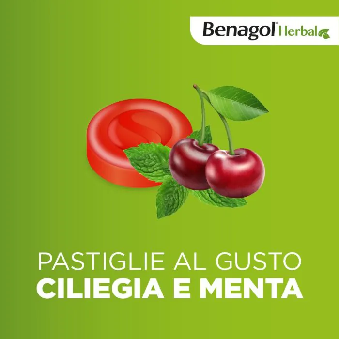 Benagol Herbal Supporto Immunitario Integratore Gusto Menta e Ciliegia 24 Pastiglie