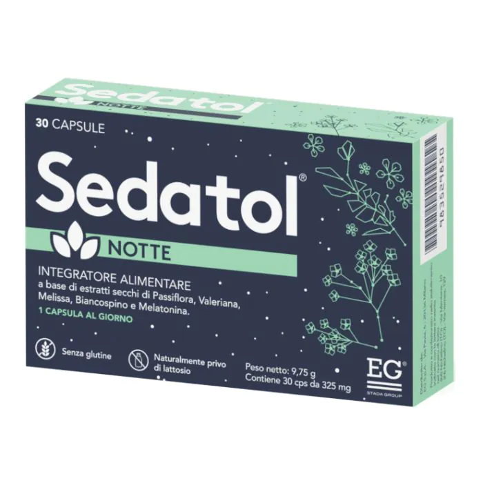 Sedatol Notte Integratore Per Il Sonno e Jet lag 30 Capsule Sedatol Notte Integratore Per Il Sonno e Jet lag 30 Capsule