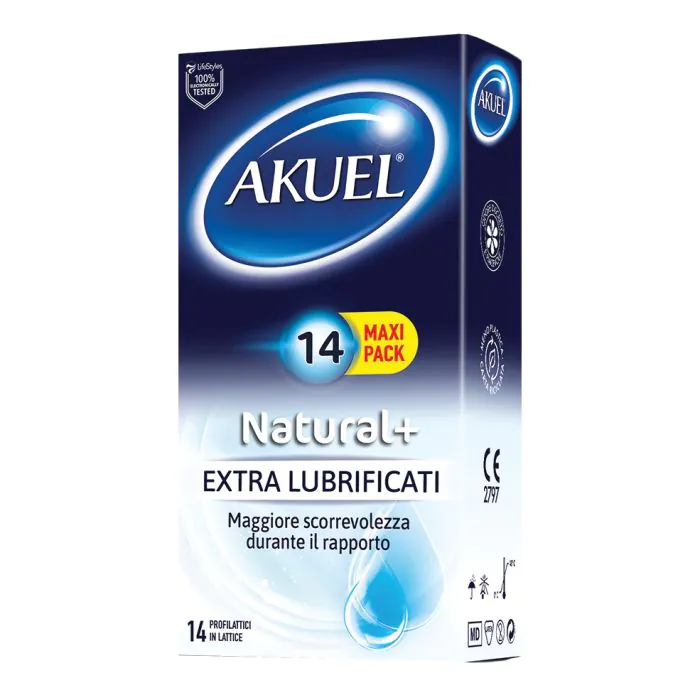 Profilattico akuel natural+ extralubrificato 14 pezzi Profilattico akuel natural+ extralubrificato 14 pezzi