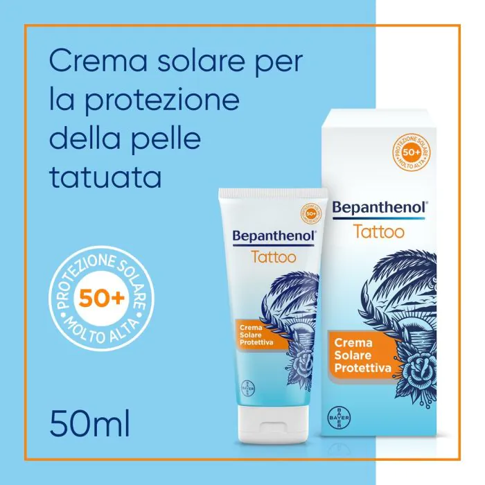 Bepanthenol Tattoo Crema Solare Protettiva SPF 50+ 50 ml