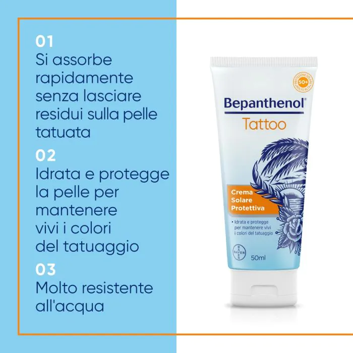 Bepanthenol Tattoo Crema Solare Protettiva SPF 50+ 50 ml