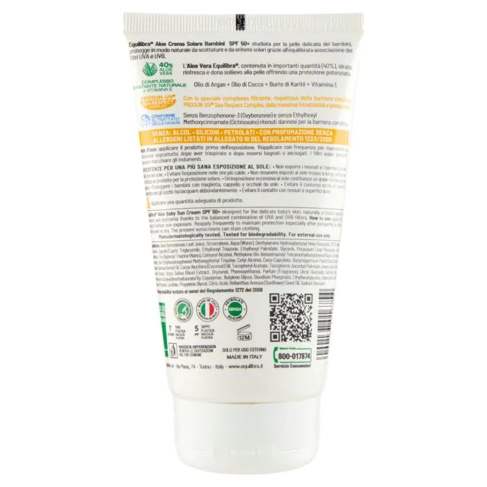 Equilibra Aloe Crema Solare Bambini SPF 50+ 150 ml