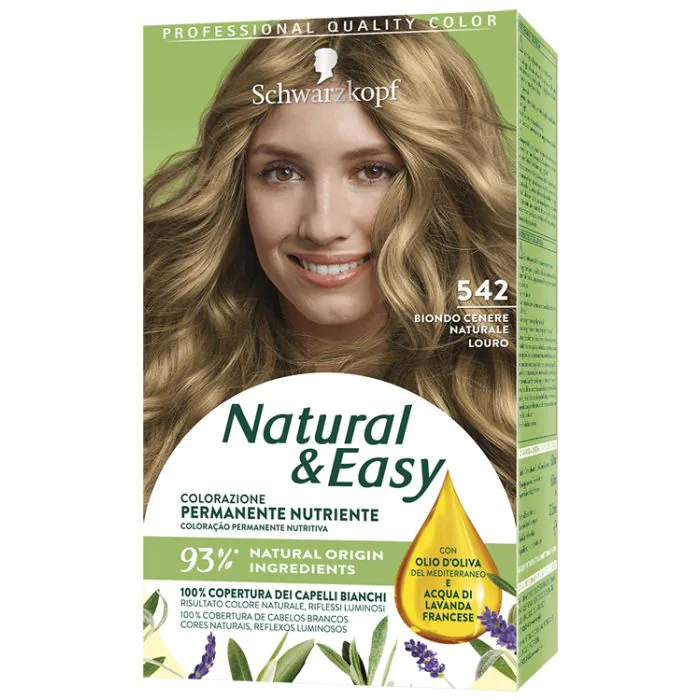 Schwarzkopf natural & easy colorazione 542 biondo cenere naturale 1 crema colorante 60 ml + 1 applicatore con emulsione rivelatrice 60 ml + 1 balsamo nutriente 22,5 ml Schwarzkopf natural & easy colorazione 542 biondo cenere naturale 1 crema colorante 60 ml + 1 applicatore con emulsione rivelatrice 60 ml + 1 balsamo nutriente 22,5 ml