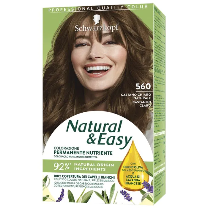 SCHWARZKOPF - natural & easy - Colorazione permanente nutriente n. 560 castano chiaro naturale SCHWARZKOPF - natural & easy - Colorazione permanente nutriente n. 560 castano chiaro naturale