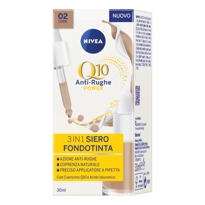 NIVEA - Q10 Power Anti-Rughe 3in1 - Siero Fondotinta N. 2 Dark NIVEA - Q10 Power Anti-Rughe 3in1 - Siero Fondotinta N. 2 Dark