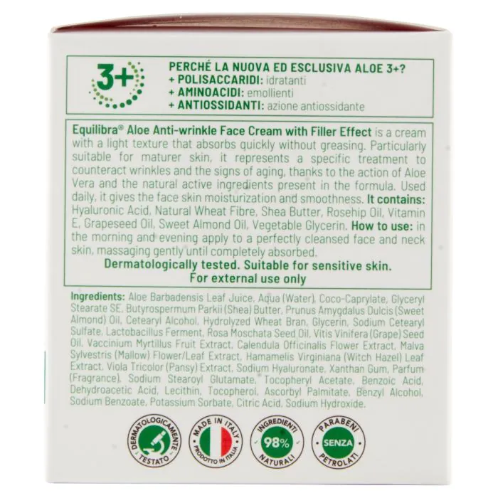 Equilibra Aloe Crema Viso Anti-Rughe Effetto Filler 50 ml
