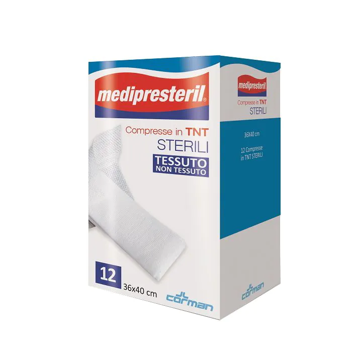 Garza compressa medipresteril tnt 36x40cm 12 pezzi Garza compressa medipresteril tnt 36x40cm 12 pezzi