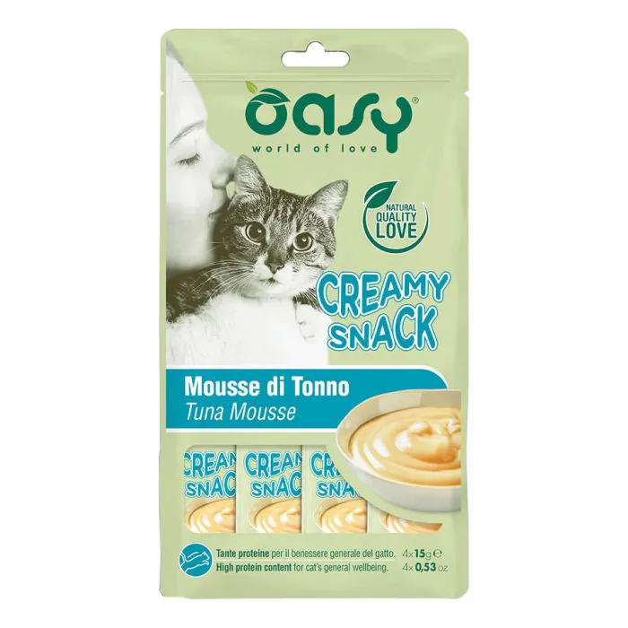 Oasy Gatto Snack Creamy Mousse Di Tonno Cf. (4X15) Gr Oasy Gatto Snack Creamy Mousse Di Tonno Cf. (4X15) Gr