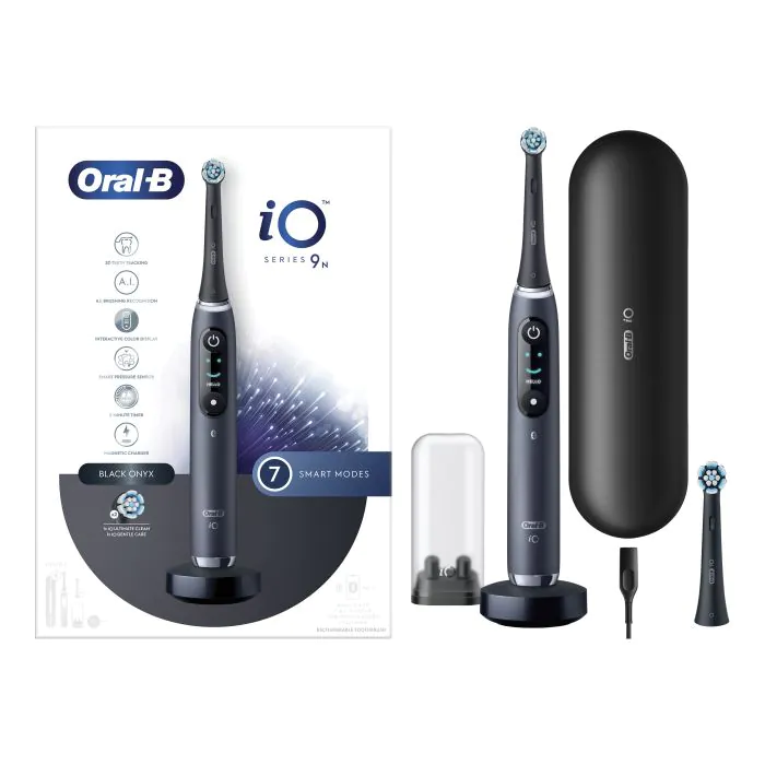 Oral-B Spazzolino Elettrico Ricaricabile iO 9S Nero, 2 Testine, 1 Custodia Da Viaggio Ricaricabile, 1 Spazzolino