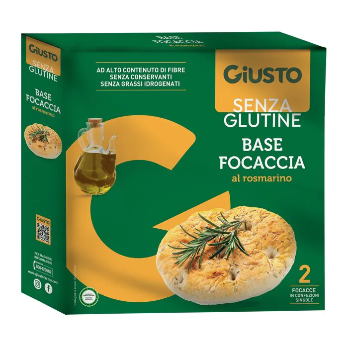 Giusto senza glutine fondi focaccia rosmarino 280 g Giusto senza glutine fondi focaccia rosmarino 280 g