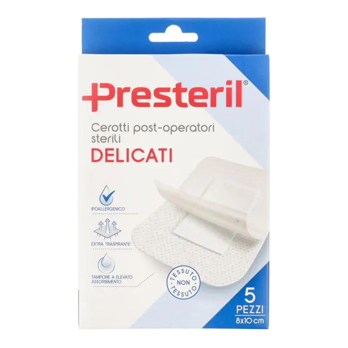 Medicazione medipresteril post operatoria delicata sterile 8x10 5 pezzi Medicazione medipresteril post operatoria delicata sterile 8x10 5 pezzi