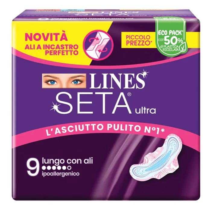 Lines Seta Ultra Assorbenti Lungo Ali 9 Pezzi Lines Seta Ultra Assorbenti Lungo Ali 9 Pezzi