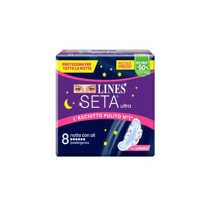 Lines Seta Ultra Assorbenti Notte 8 Pezzi Lines Seta Ultra Assorbenti Notte 8 Pezzi