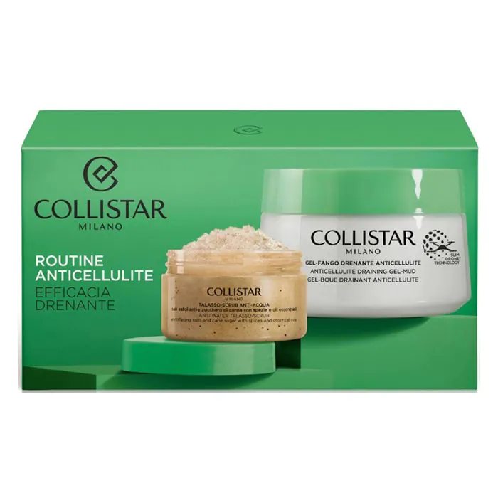 Collistar cofanetto routine:talasso scrub anti acqua 150 g + gel fango anticellulite 400 ml