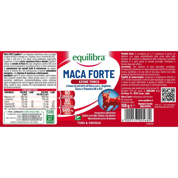 Equilibra Maca Forte Integratore Per Stanchezza Fisica e Mentale 90 Compresse