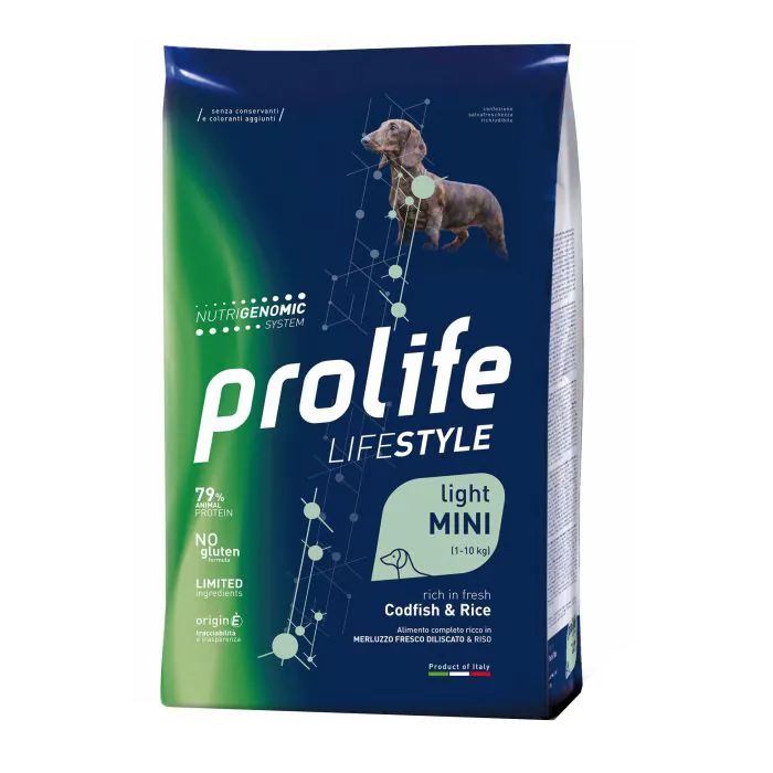 Prolife Cane Lifestyle Light Adulto Mini Merluzzo & Riso 2 Kg Prolife Cane Lifestyle Light Adulto Mini Merluzzo & Riso 2 Kg
