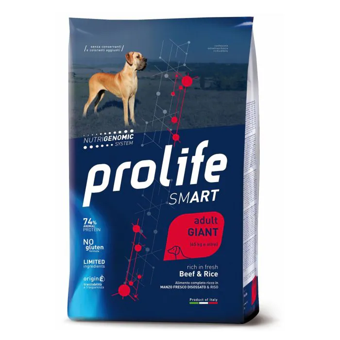 Prolife Cane Smart Adulto Giant Manzo & Riso 12 Kg Prolife Cane Smart Adulto Giant Manzo & Riso 12 Kg