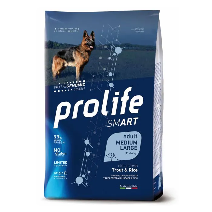 Prolife Cane Smart Adulto Medium&Large Trota & Riso 12 Kg Prolife Cane Smart Adulto Medium&Large Trota & Riso 12 Kg