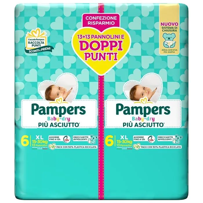 Pampers baby dry pannolino duo downcount xl 26 pezzi Pampers baby dry pannolino duo downcount xl 26 pezzi