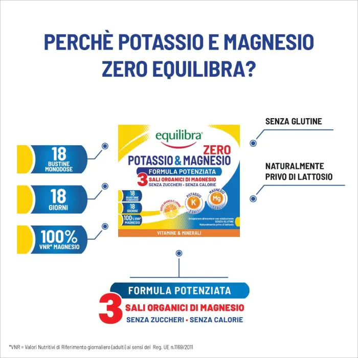 Equilibra Zero Potassio & Magnesio Zero3 Stanchezza Fisica e Mentale 18 Bustine