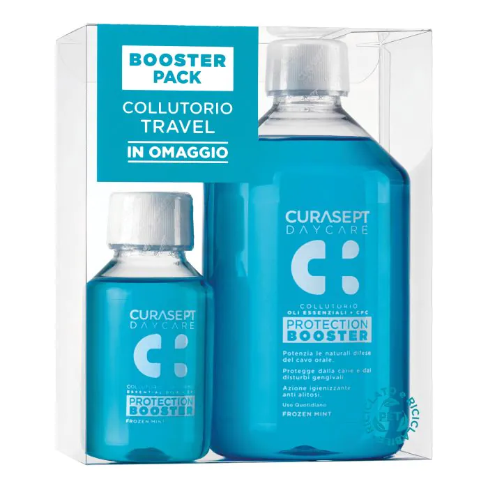 Curasept daycare booster collutorio frozen mint 500 ml + 100 ml Curasept daycare booster collutorio frozen mint 500 ml + 100 ml
