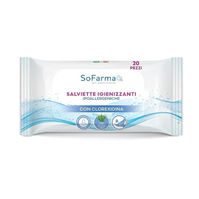 Sofarmapiu' salviettine pocket clorexidina 20 pezzi Sofarmapiu' salviettine pocket clorexidina 20 pezzi