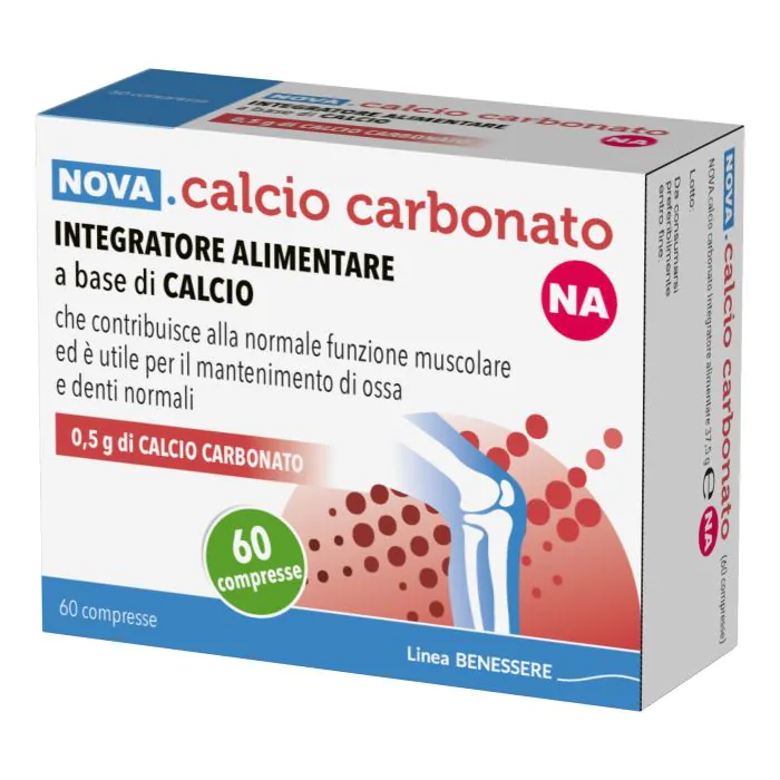 Nova Calcio Carbonato 0,5g Integratore Ossa E Denti 60 Compresse Nova Calcio Carbonato 0,5g Integratore Ossa E Denti 60 Compresse