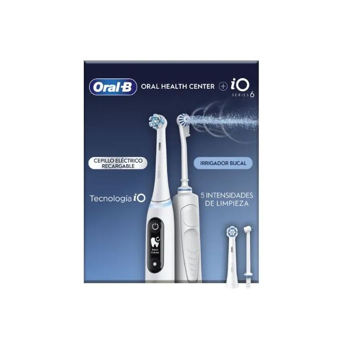 Oral-B Idropulsore con 1 Beccuccio Oxyjet, 1 Beccuccio Con Getto D’acqua + 1 Spazzolino Elettrico iO6 con 2 Testine Di Ricambio