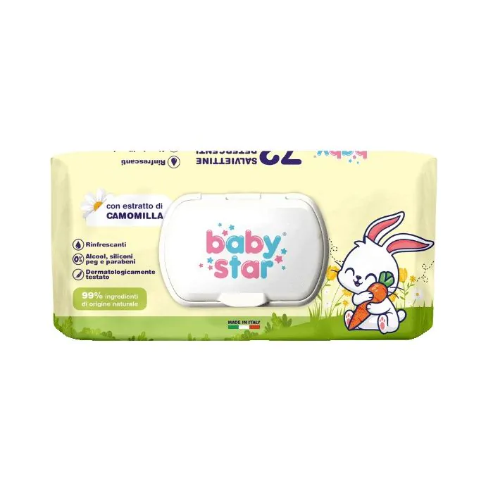 Salviette Baby Alla Camomilla - Confezione Da 72 Pezzi | Morbide E Delicate Per La Pelle Sensibile