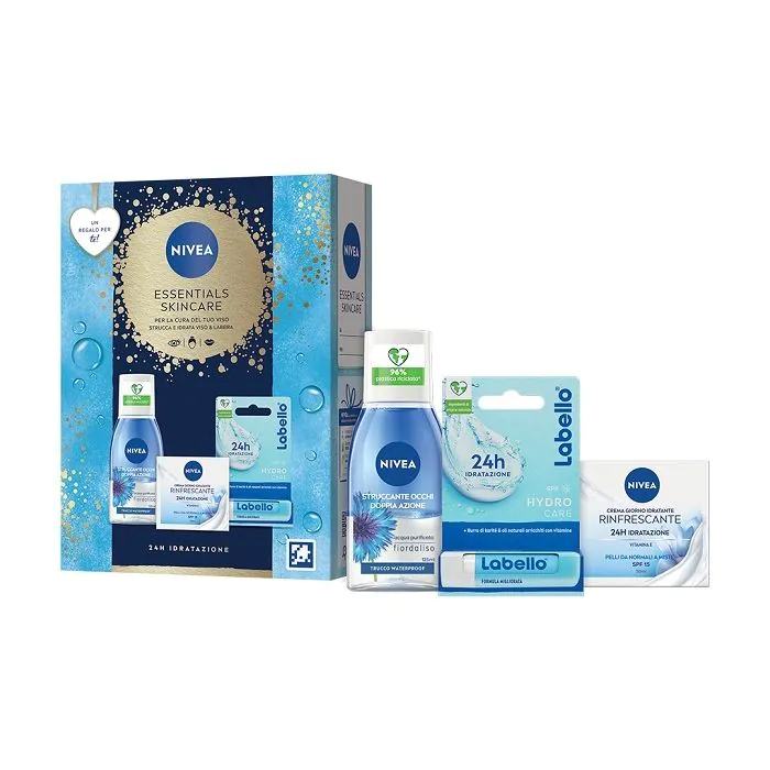 Nivea kit essentials skincare 2024 1 crema viso + 1 struccante + 1 balsamo labbra