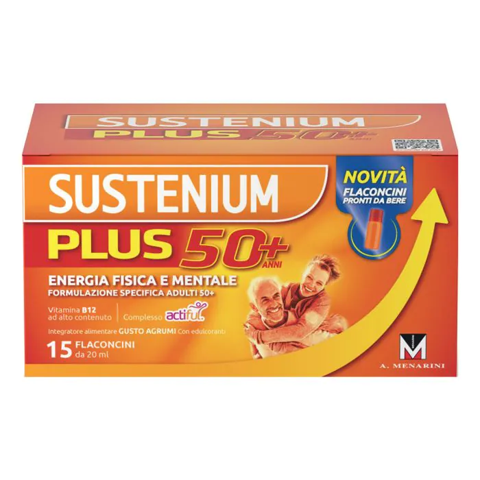 Sustenium Plus 50+ Integratore Energia Fisica e Mentale 15 Flaconcini 20 ml