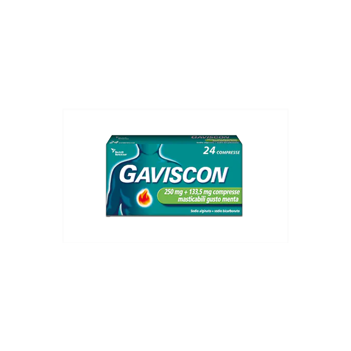 Gaviscon 250+133,5mg Gusto Menta Bruciore di Stomaco 24 Compresse Masticabili