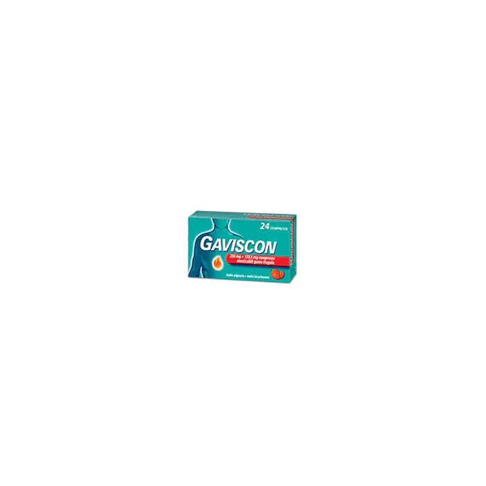 Gaviscon 24 Compresse Fragola Bruciore di Stomaco 250 +133,5 mg