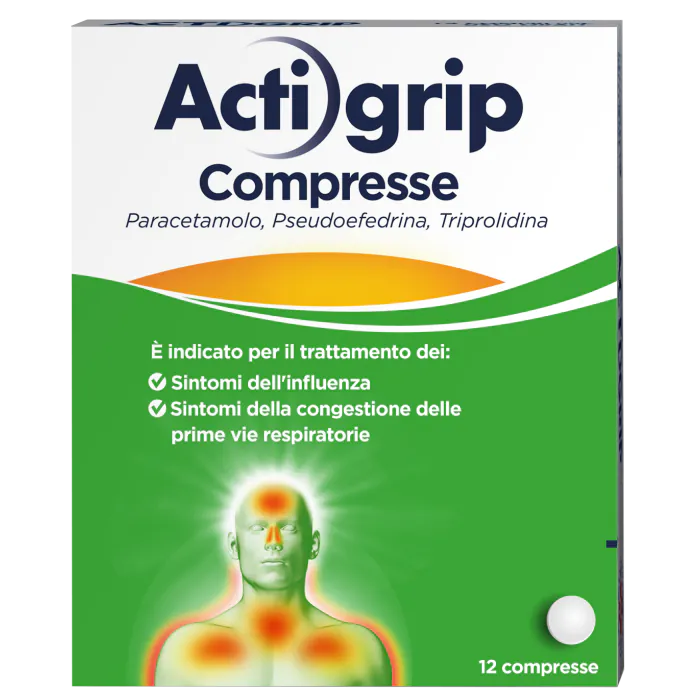 Actigrip Contro i Sintomi Influenzali e da Raffreddamento 12 Compresse Actigrip Contro i Sintomi Influenzali e da Raffreddamento 12 Compresse