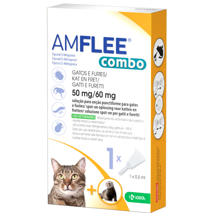 Amflee Combo Spot-On Soluzione per Gatti e Furetti 1 Pipetta da 0,5ml Amflee Combo Spot-On Soluzione per Gatti e Furetti 1 Pipetta da 0,5ml