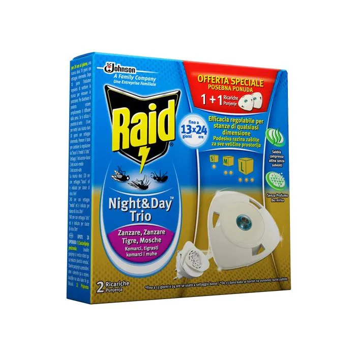 RAID - Night & Day - Trio Protezione Contro Gli Insetti Doppia Ricarica RAID - Night & Day - Trio Protezione Contro Gli Insetti Doppia Ricarica