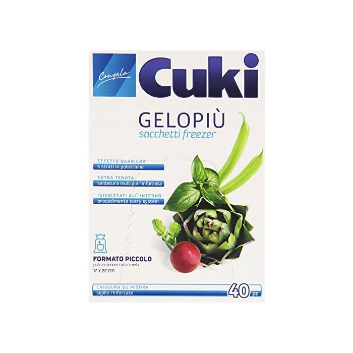 CUKI - Gelopiù - 40 Sacchetti Freezer Formato Piccolissimo 17x22 Cm