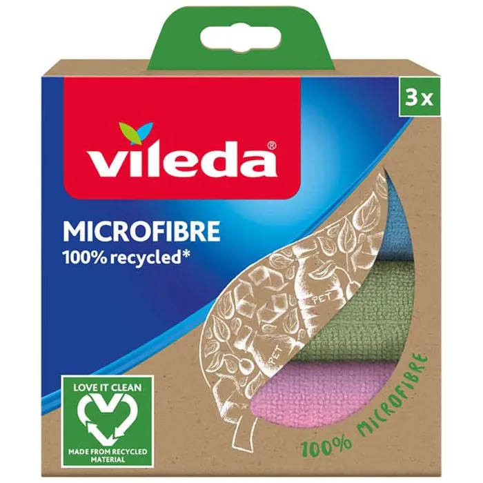 VILEDA - Microfibre 100% Recycled - 3 Panni In Microfibra