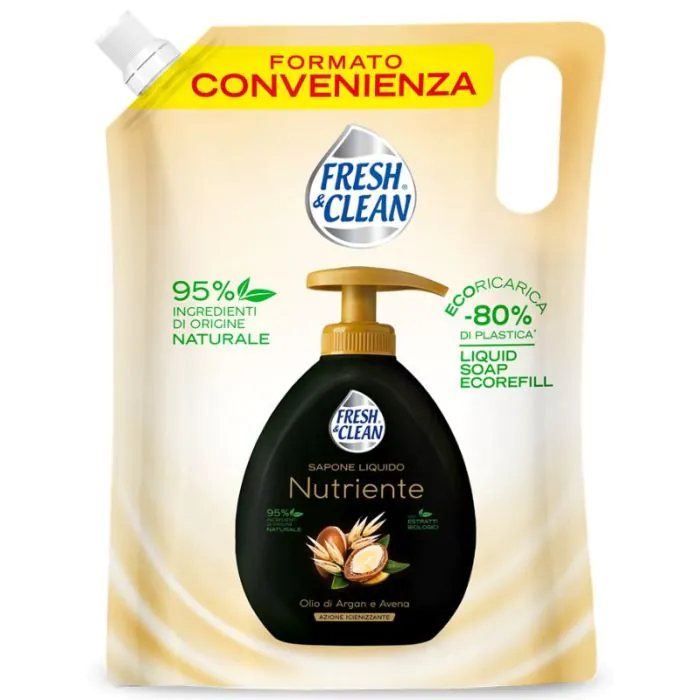 FRESH & CLEAN - Nutriente - Olio di Argan e Avena - Sapone liquido Eco Ricarica 1 L