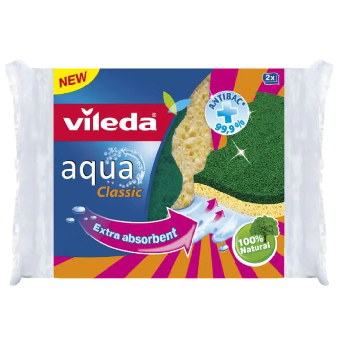 VILEDA - Aqua Classic - 2 Spugne Da Cucina VILEDA - Aqua Classic - 2 Spugne Da Cucina