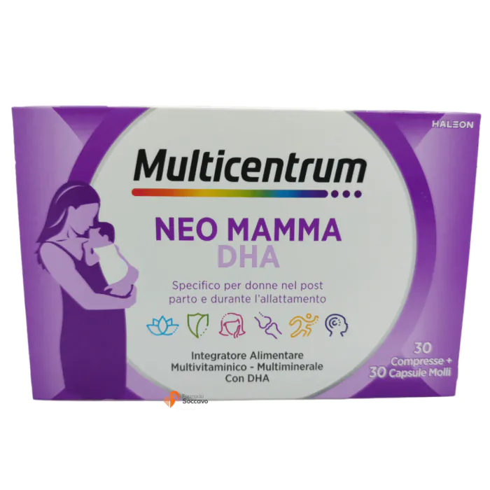 Multicentrum Neo Mamma DHA Integratore Multivitaminico Vitamina B C D3 Acido folico 30 Compresse + 30 Capsule Molli Multicentrum Neo Mamma DHA Integratore Multivitaminico Vitamina B C D3 Acido folico 30 Compresse + 30 Capsule Molli