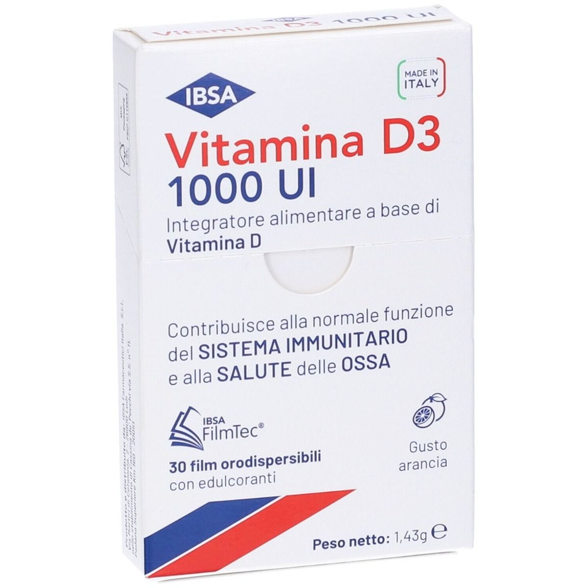 Ibsa Vitamina D3 1000 UI Integratore 30 Film Orodispersibili