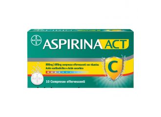 AspirinaACT C Antinfiammatorio e Antidolorifico per Febbre e Influenza con Vitamina C 10 Compresse Effervescenti