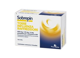 Sobrepin tosse influenza raffreddore 650 mg/ 20 mg/ 4 mg granulato per soluzione orale