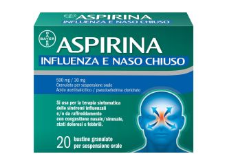 Aspirina Influenza e Naso Chiuso Antidolorifico Decongestionante Contro Sintomi Influenzali 20 Buste