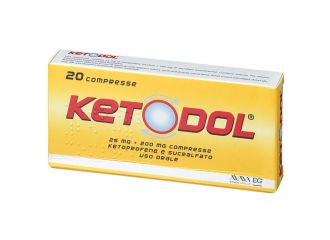 Ketodol 25 mg+200 mg Antinfiammatorio Mal di Testa e Mal di Denti 20 Compresse