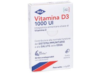 Ibsa Vitamina D3 1000 UI Integratore di Vitamina D3 30 Film Orodispersibili