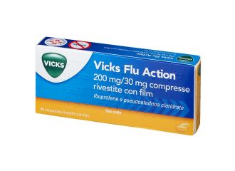 Vicks Flu Action 200 mg/ 30 mg Ibuprofene Pseudoefedrina 12 Compresse