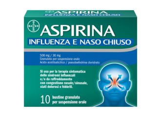 Aspirina Influenza e Naso Chiuso Antidolorifico Decongestionante contro Sintomi Influenzali 10 Buste