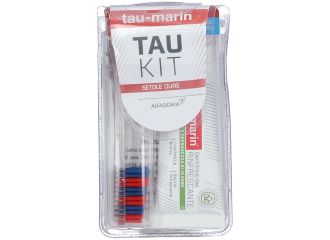 Tau-Marin Kit Spazzolino Duro e Dentifricio gel Rinfrescate alle Erbe 20 ml